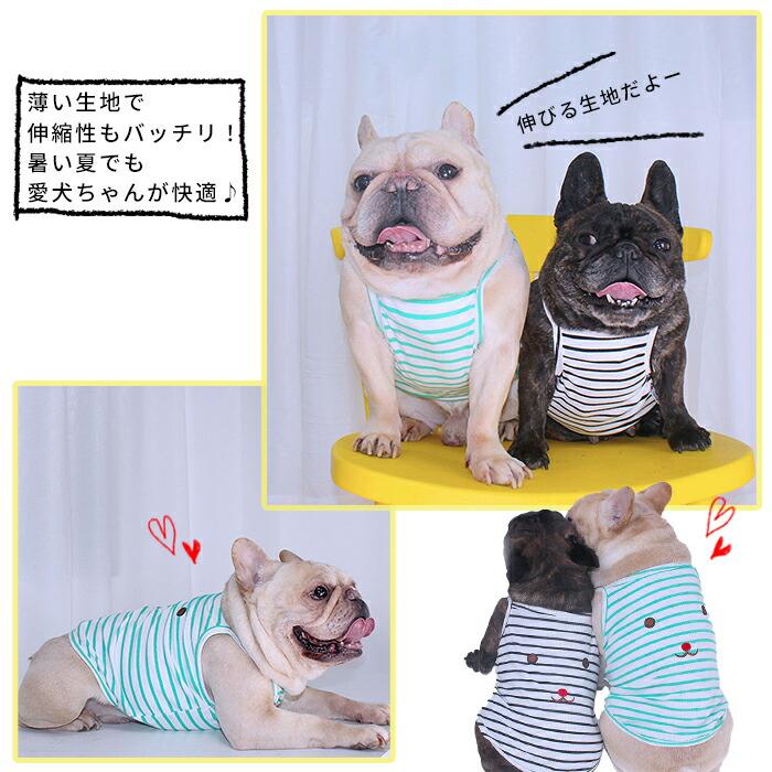 犬服 春 夏 秋 新作 キャミソール タンクトップ 袖なし ボーダー