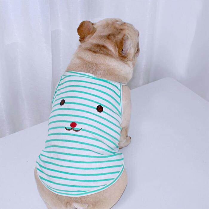 犬服 春 夏 秋 新作 キャミソール タンクトップ 袖なし ボーダー