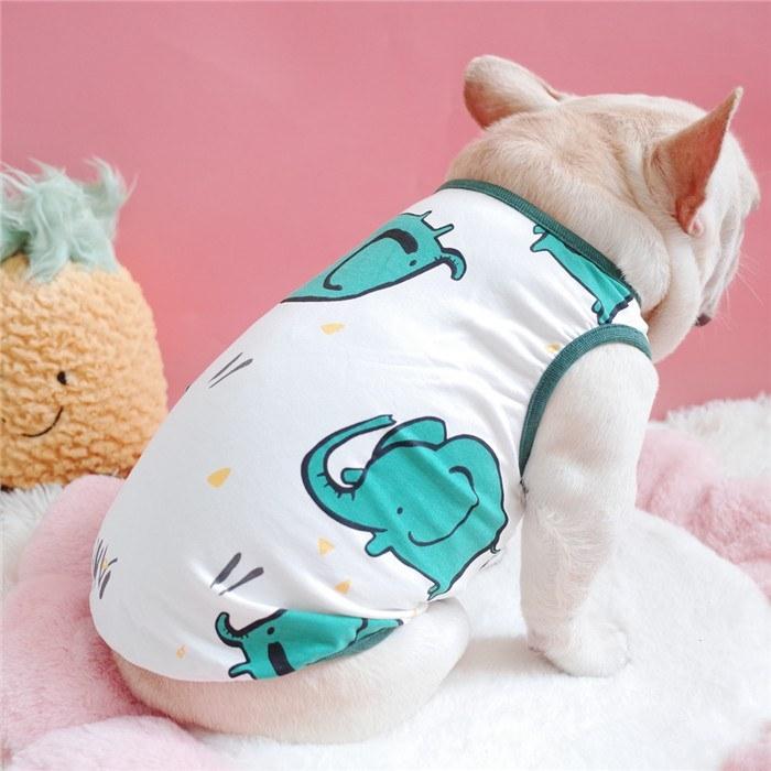 犬 服 夏 タンクトップ フレンチブルドッグ 象さん ゾウさん プリント