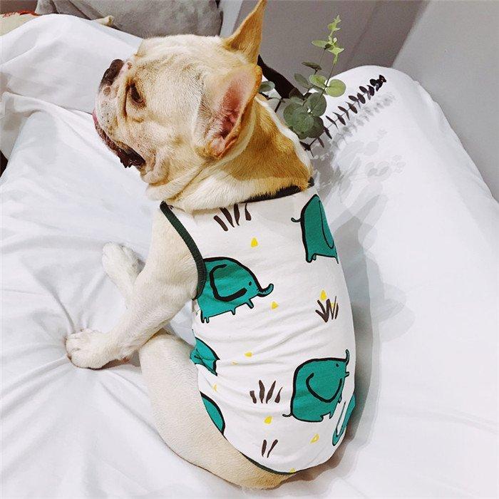 犬 服 夏 タンクトップ フレンチブルドッグ 象さん ゾウさん プリント