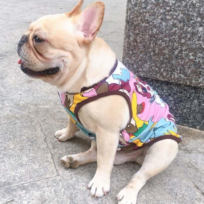 【じょせふぃーぬ】フレブルタンクトップ 犬 夏服 フレンチブルドッグ フレブル タンクトップ ストライプ