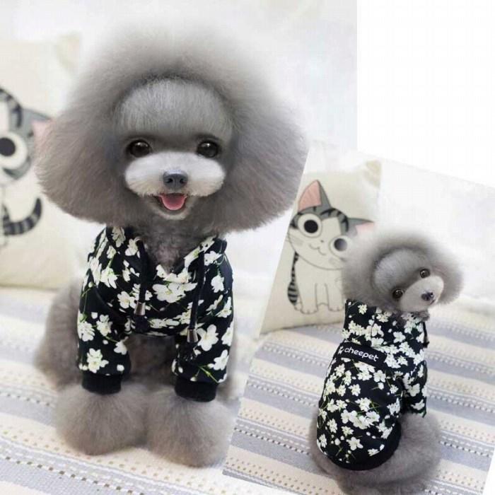 フレブル 服 ハンドメイド 花柄アランリブパーカー