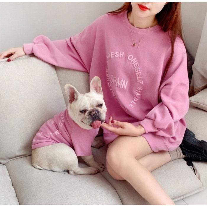 犬服ハンドメイド　飼い主さんロングパーカーのお揃いセット 愛犬とのお揃い服 長袖スウェット ペアルック オーナー 飼い主様用 犬