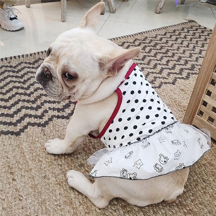犬 服 フレンチブルドッグ フレブル 女の子 スカート ワンピース 水玉