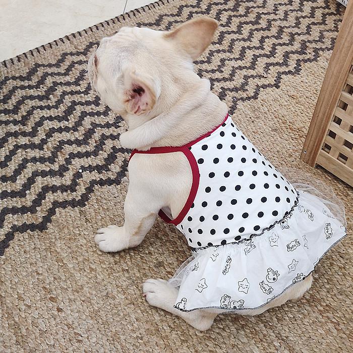 犬 服 フレンチブルドッグ フレブル 女の子 スカート ワンピース 水玉
