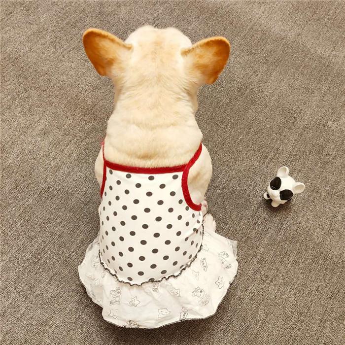 犬 服 フレンチブルドッグ フレブル 女の子 スカート ワンピース 水玉