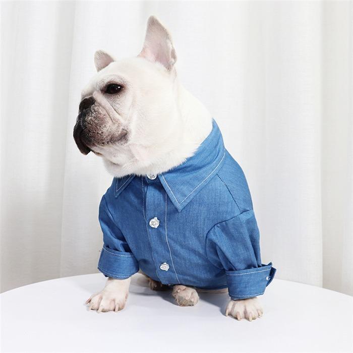 売り尽くし 犬 服 デニム風シャツ ペットウェア シャツ デニム風