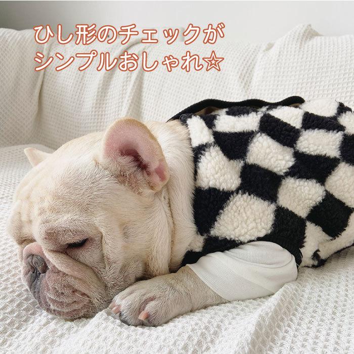 爆買い フレンチブルドッグ 犬 服 秋 冬 ボア もこもこ かわいい ベスト チェック 上着 アウター 暖かい 極暖 フレブル ドッグウェア Km239t Cisama Sc Gov Br
