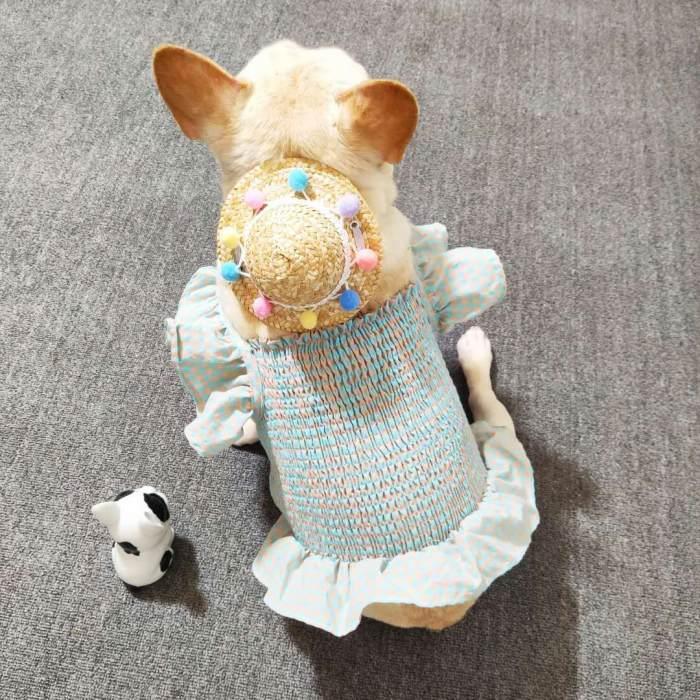 フレンチブルドッグ 服 かわいい オシャレ キャミソール タンクトップ チェック柄 チワワ トイプードル パピー春 フリフリ 中型犬 夏 女の子 小型犬 柴犬 犬 豪華ラッピング無料 フリフリ