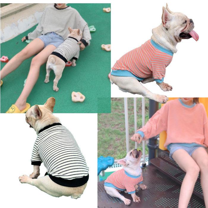 犬 服 フレンチブルドッグ シンプル Tシャツ ボーダー 春 夏 秋 冬