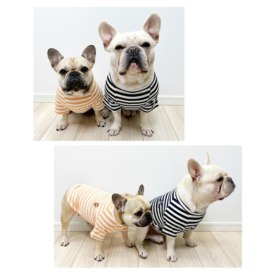 スマイル刺繍 ボーダーTシャツ ペアルック可能 フレブル フレンチ