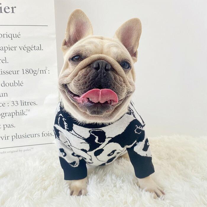 フレンチブルドッグ ペット 服 秋 冬 厚手 暖かい アニマル柄 セーター