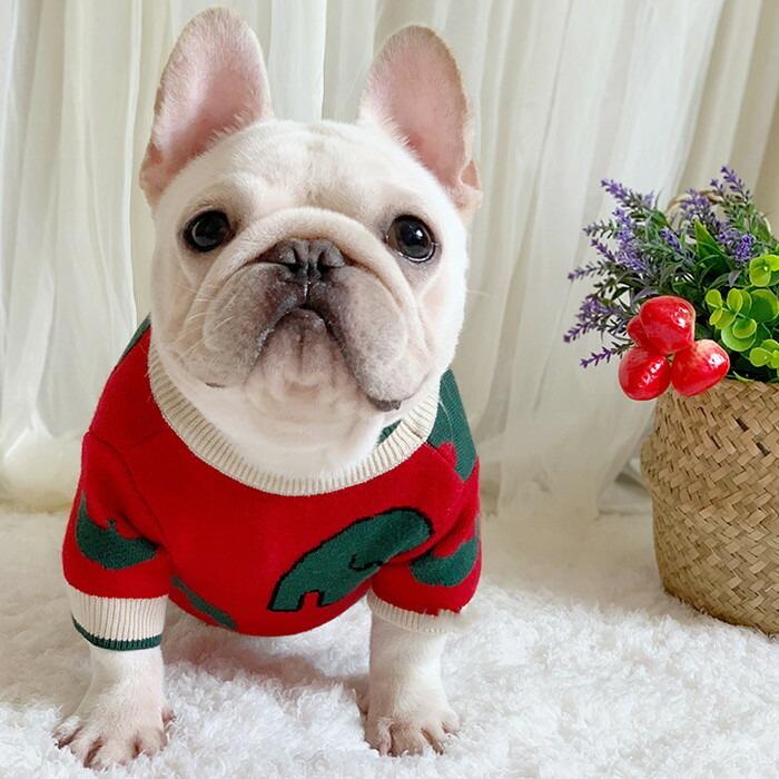新品未使用】フレンチブルドッグ用セーター 赤 レッド ニット