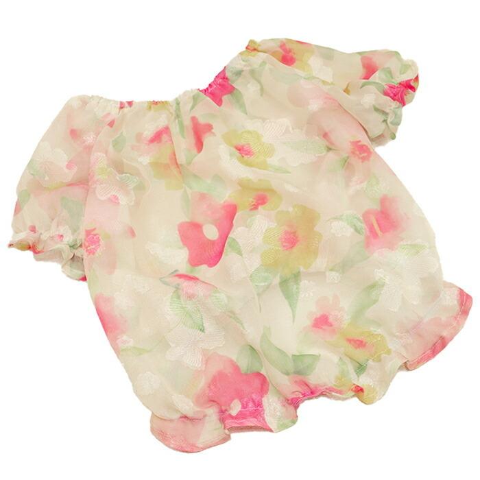 刺繍 花柄 シースルー イタグレ服 犬服ハンドメイドペット用品♡花柄が可愛い~ブラウス♡S チュール 小型犬 ブラウス フリル 犬服・アクセサリー