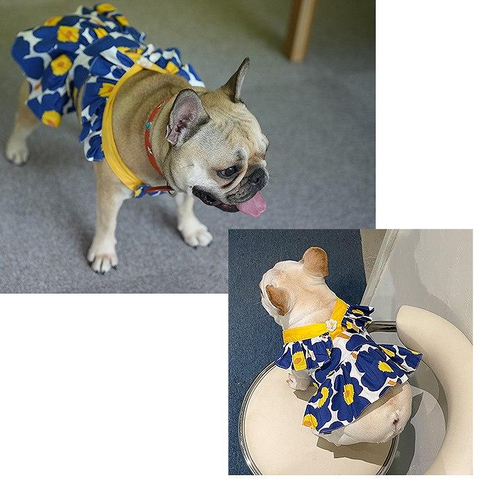 犬服 春 夏 秋 ワンピース フレンチブルドッグ 服 中型犬 フレブル 花