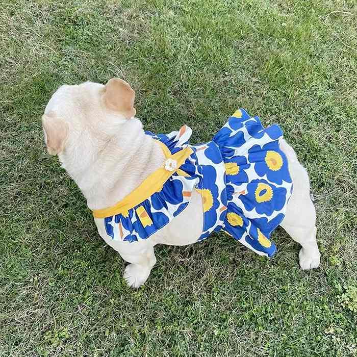 犬服 春 夏 秋 ワンピース フレンチブルドッグ 服 中型犬 フレブル 花