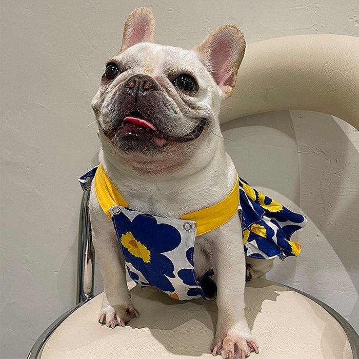 犬服 春 夏 秋 ワンピース フレンチブルドッグ 服 中型犬 フレブル 花