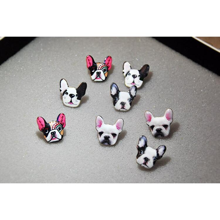 フレンチブルドッグのピアス 可愛い フレブル ピアス 11柄 プチサイズ