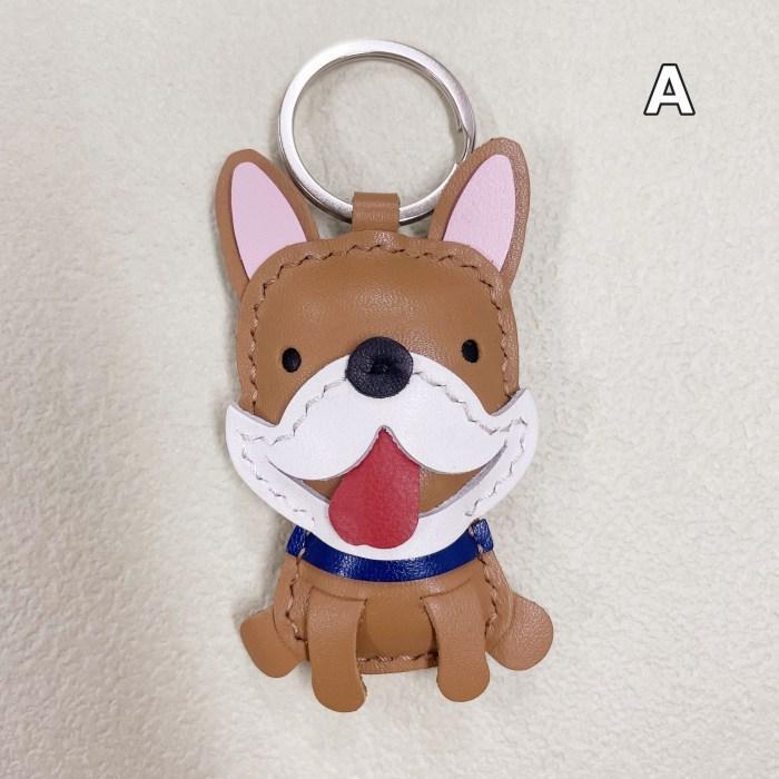 本革 キーホルダー フレンチブルドッグ 雑貨 グッズ キーホルダー アニマル 動物 犬 コーギー  犬 キーリング バッグチャーム KM592G｜bluedays