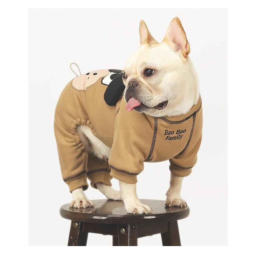 犬 服 ロンパース 裏ボア あったかロンパース 厚手 犬顔プリント