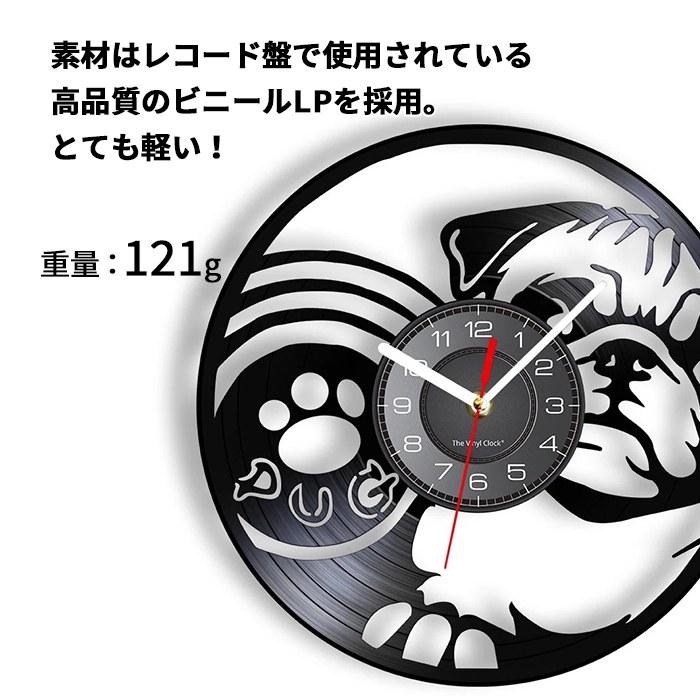 パグ掛け時計 犬好き モノトーン ブラック インテリアクロック 飾り