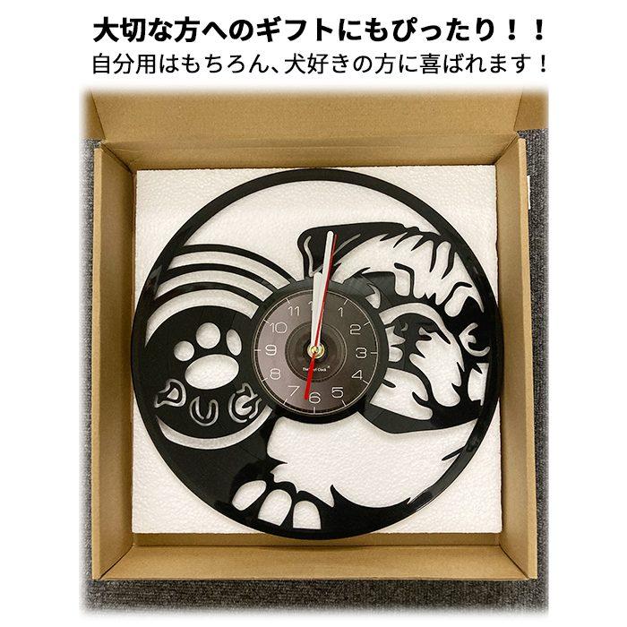 パグ掛け時計 犬好き モノトーン ブラック インテリアクロック 飾り