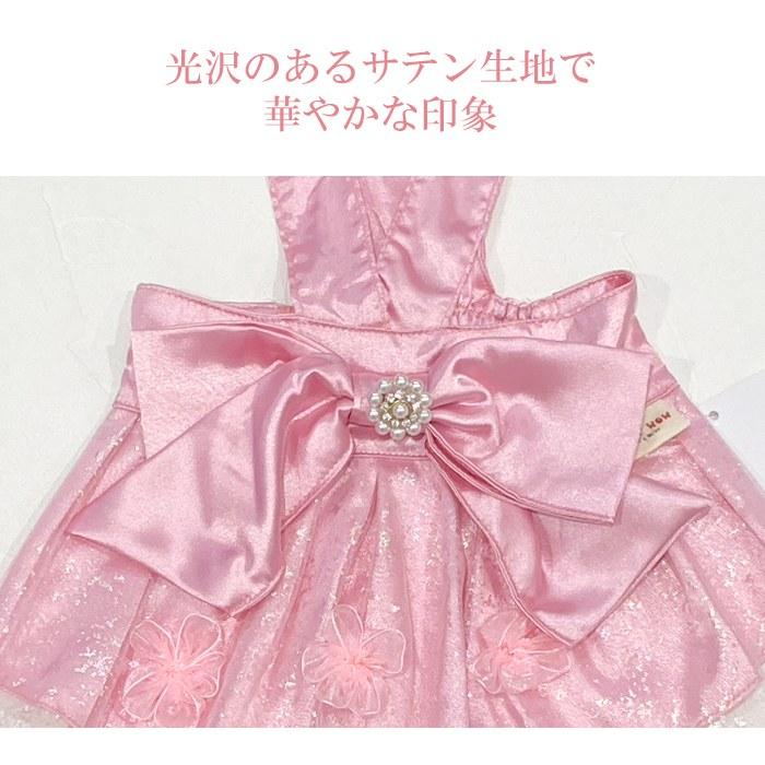 犬服 ワンピース ドレス ビッグリボン コサージュ付き フレンチ