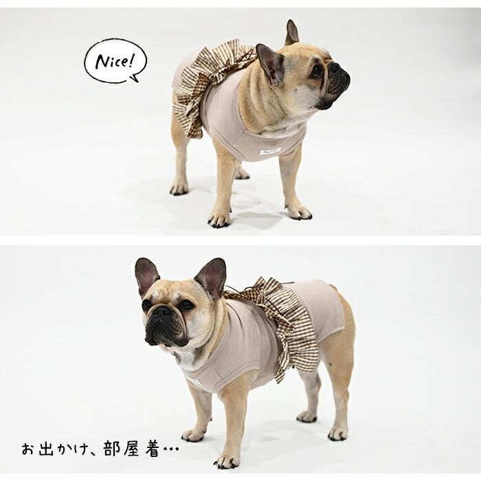 犬服ハンドメイド＊夏のチェリボン*フリルタンクトップ 犬服 フリルタンク ハンドメイド 犬服ハンドメイド＊夏の