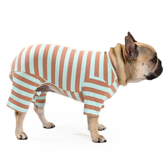 犬服 ボーダー ロンパース つなぎ カバーオール 犬 秋 冬 フレンチ