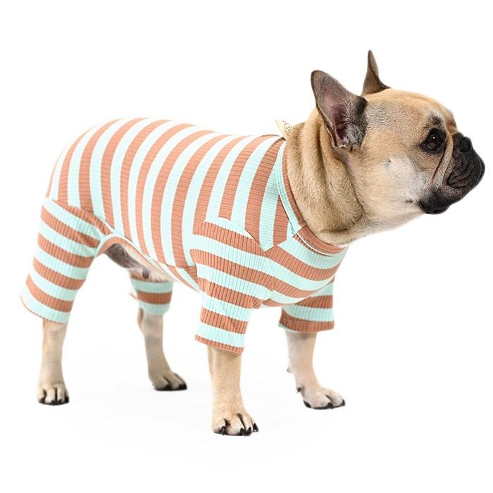 犬服 ボーダー ロンパース つなぎ カバーオール 犬 秋 冬 フレンチ