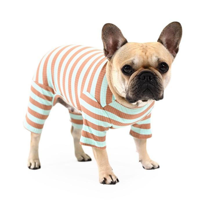 犬服 ボーダー ロンパース つなぎ カバーオール 犬 秋 冬 フレンチ