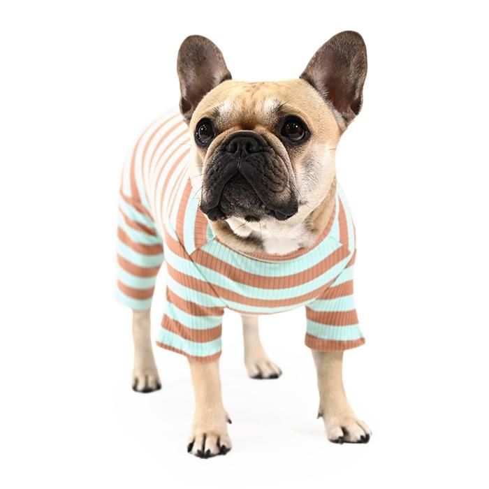 犬服 ボーダー ロンパース つなぎ カバーオール 犬 秋 冬 フレンチ