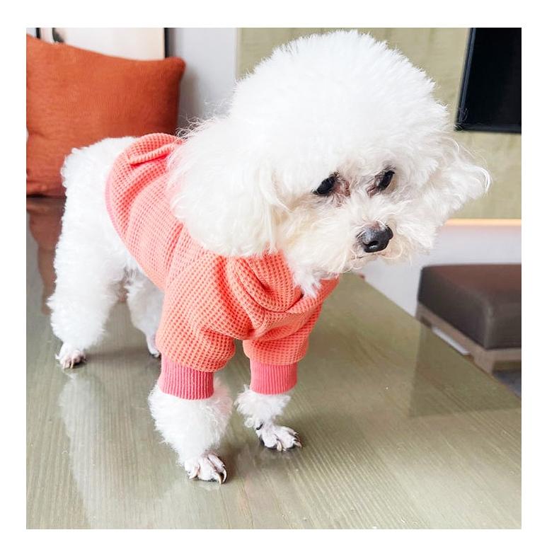 犬 服 ワッフルパーカー フードパーカー サーマル素材 フード付き