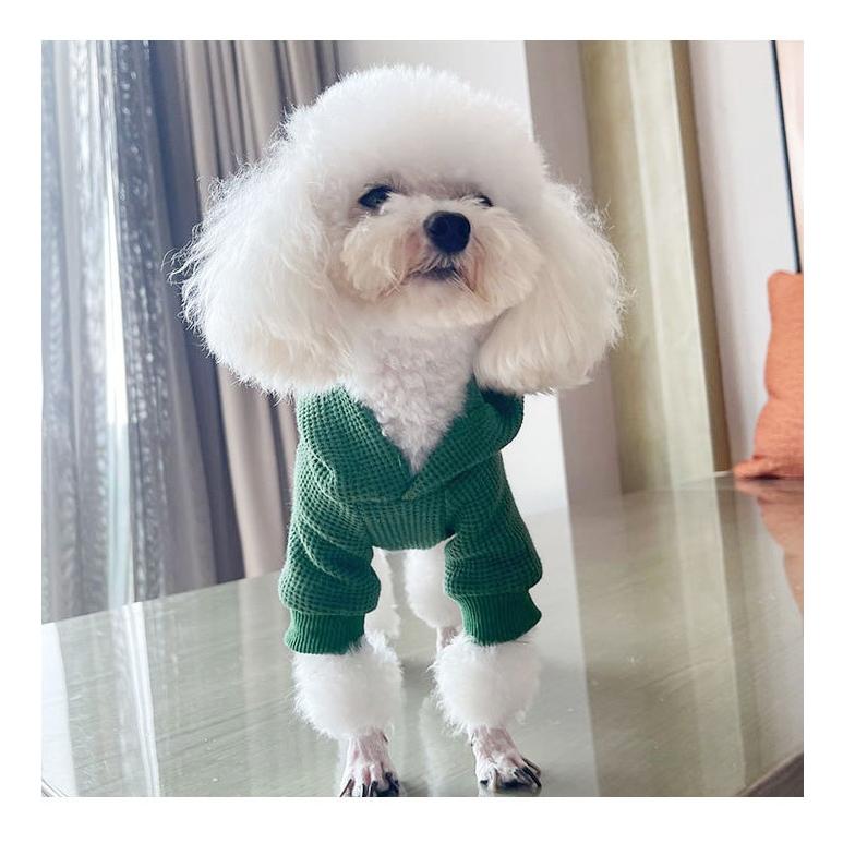 犬 服 ワッフルパーカー フードパーカー サーマル素材 フード付き