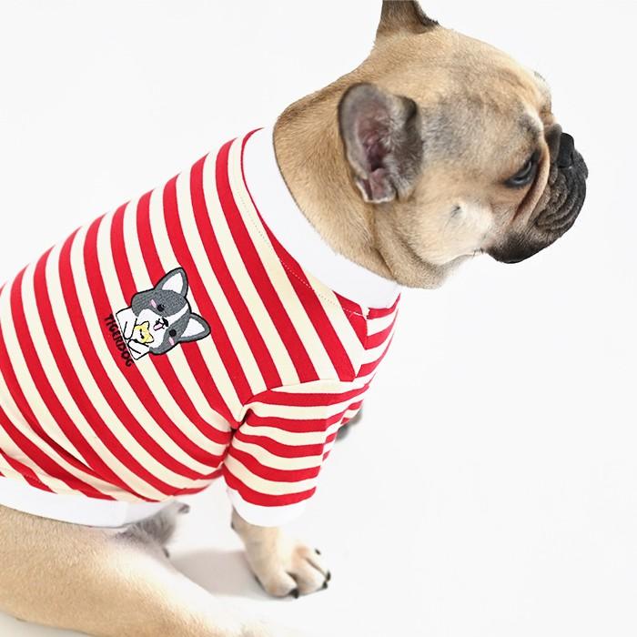 ボーダー Tシャツ 犬 犬服 フレンチブルドッグ 秋 冬 中型犬 小型犬
