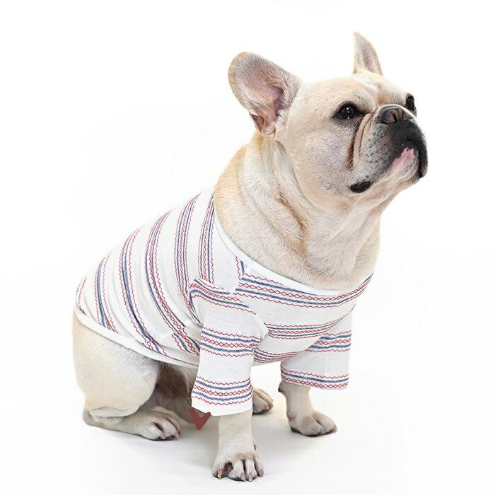 綿100％ ミシンステッチ風 犬 服 中型犬 フレンチブルドッグ ボーダー