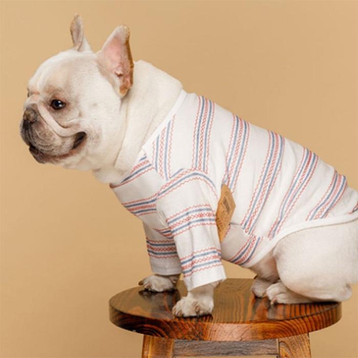 綿100％ ミシンステッチ風 犬 服 中型犬 フレンチブルドッグ ボーダー