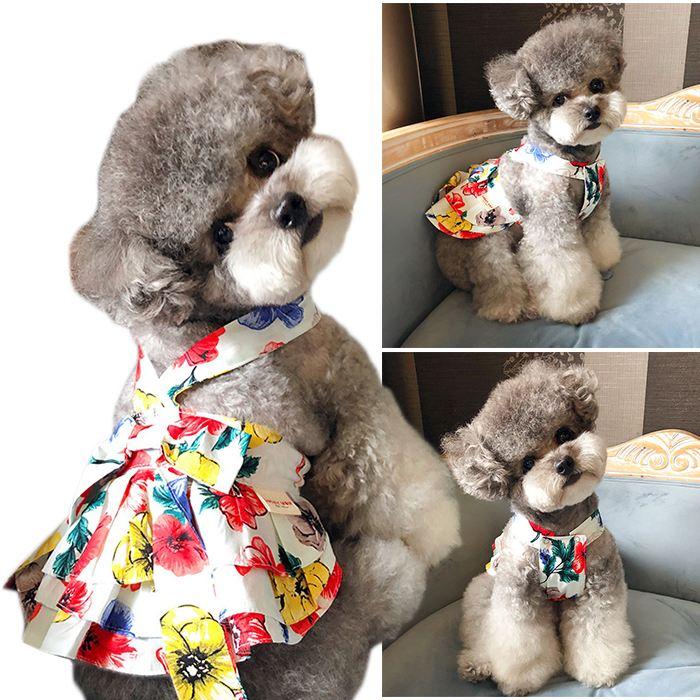 売り尽くし 新作 ワンピース 花柄 レモン 犬服 春 夏 フレンチ