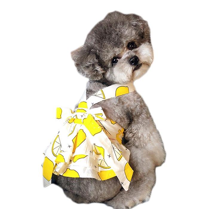売り尽くし 新作 ワンピース 花柄 レモン 犬服 春 夏 フレンチ