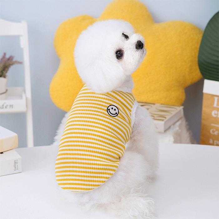 犬服 春 夏 タンクトップ ボーダー スマイル フレンチブルドッグ パグ