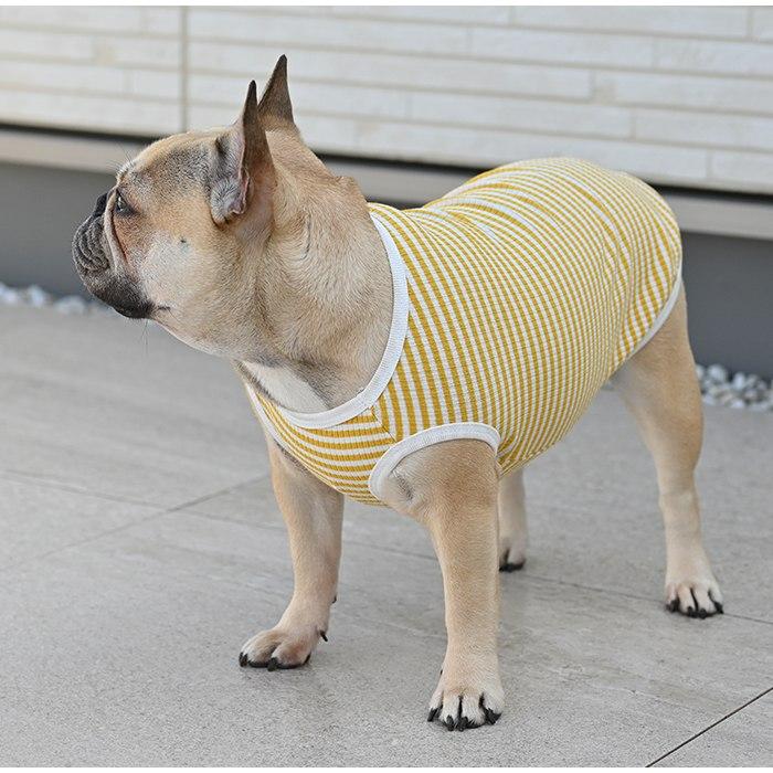 犬服 春 夏 タンクトップ ボーダー スマイル フレンチブルドッグ パグ