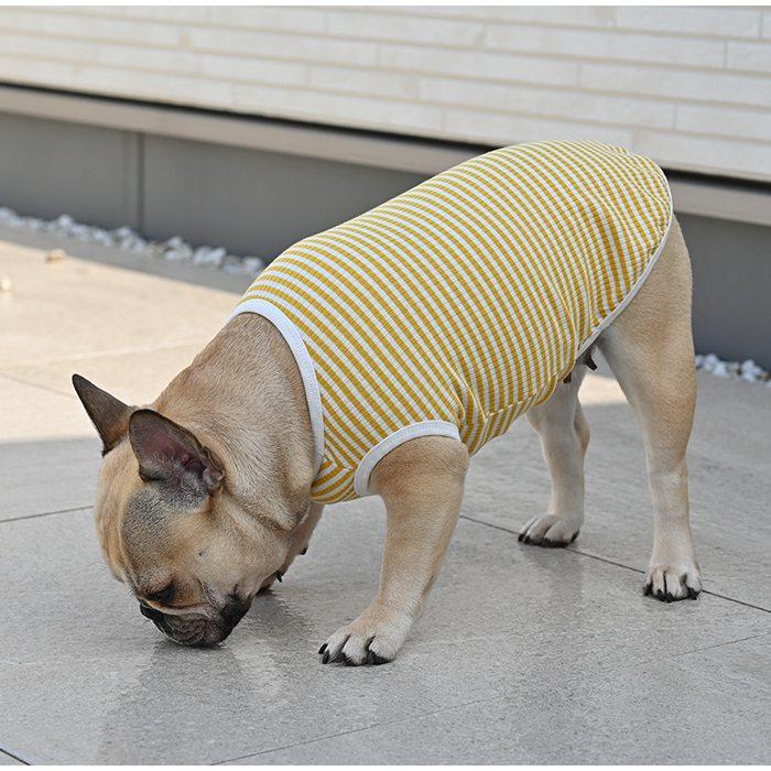 犬服 春 夏 タンクトップ ボーダー スマイル フレンチブルドッグ パグ