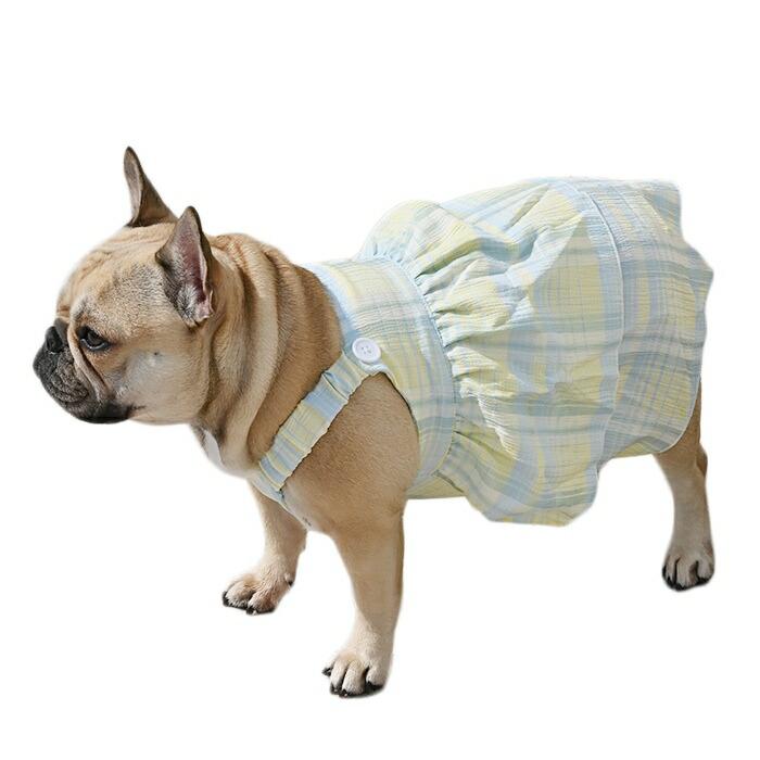 犬服 春 夏 ワンピース 犬 服 中型犬 小型犬 チェック柄 フレブル