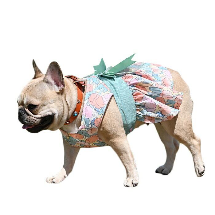新作 犬服 春 夏 ワンピース シャツ 花柄 フレンチブルドッグ