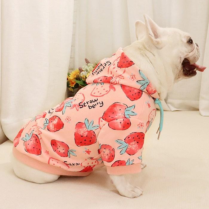 フレンチブルドッグ ペット 犬 服 秋冬 中型犬 イチゴ イチゴ柄 苺