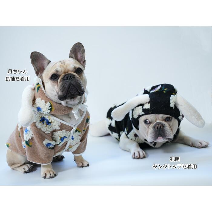 フレンチブルドッグ フレブル 犬服 花柄 ベスト ジャケット 帽子付き