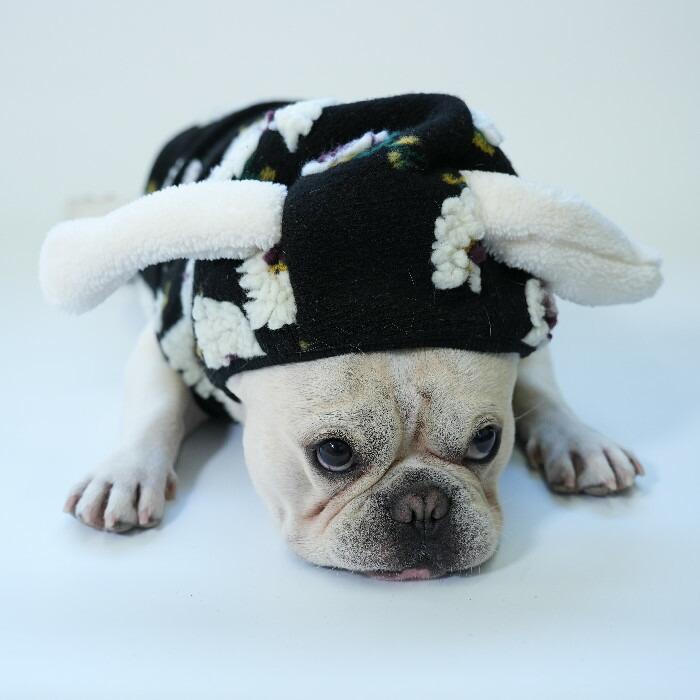 フレンチブルドッグ フレブル 犬服 花柄 ベスト ジャケット 帽子付き