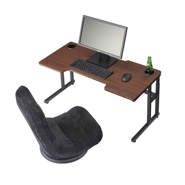 東谷 ゲーミングデスク W90×D45×H40/50/55/60 ブラウン 合成樹脂化粧