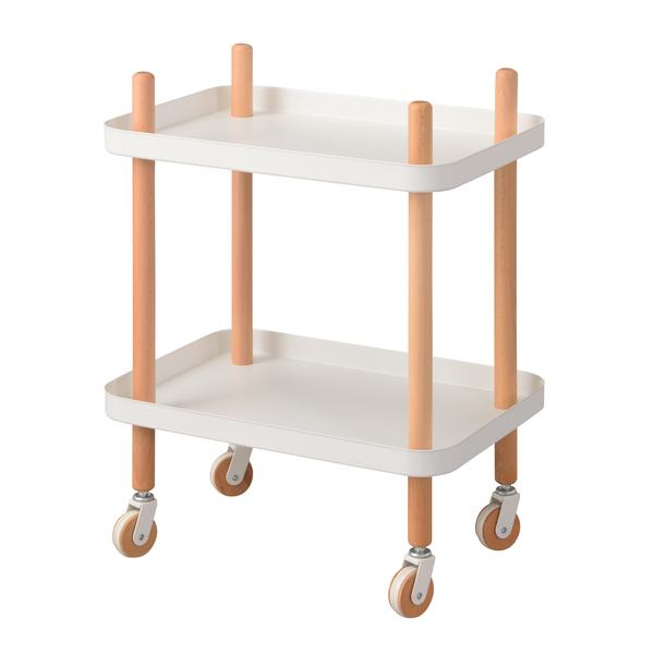 東谷 ワゴン2D W50.5×D35.5×H63.5 ホワイト/グリーン 天然木(ビーチ