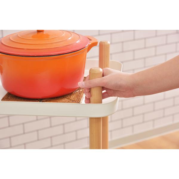 東谷 ワゴン2D W50.5×D35.5×H63.5 ホワイト/グリーン 天然木(ビーチ